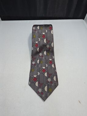 Frank Lloyd Wright Foundation Silk Tie Gray Geometric 61x3